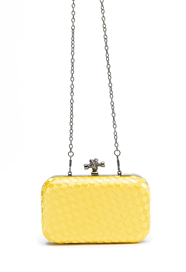 Choice Solid Knot Woven Clutch Bag Yellow