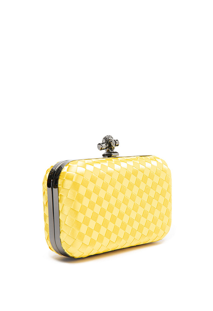 Choice Solid Knot Woven Clutch Bag Yellow