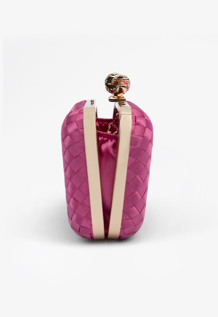 Choice Knot Clasp Modern Woven Clutch Fushia