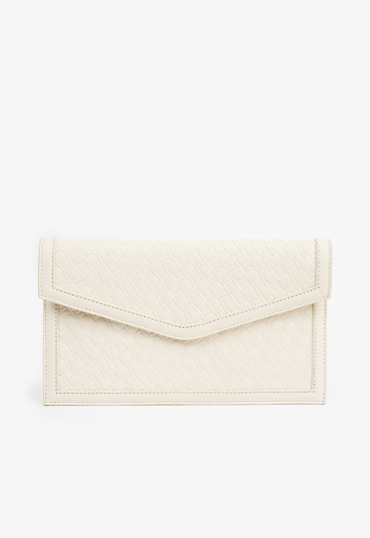 Choice Solid Textured Monogram Pouch Cream