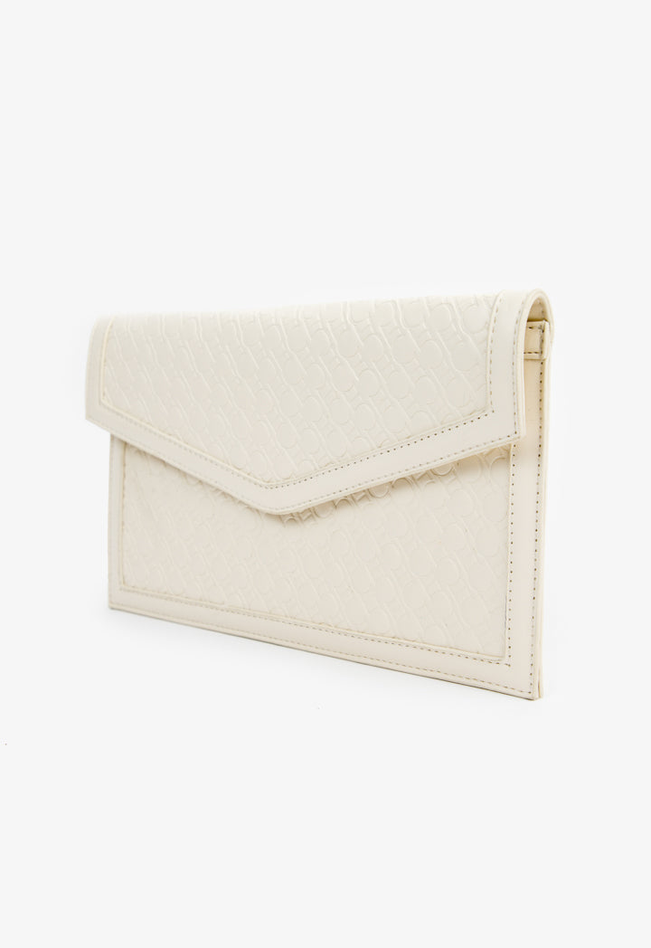 Choice Solid Textured Monogram Pouch Cream