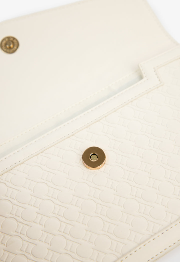 Choice Solid Textured Monogram Pouch Cream