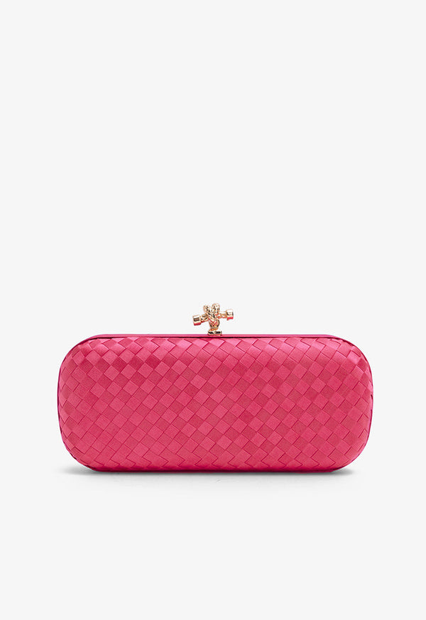 Choice Knot Clasp Woven Clutch Fuchsia