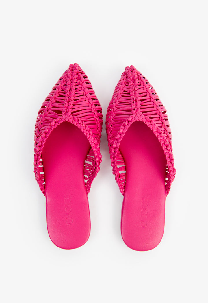 Choice Kids Braided Woven Flat Mules Fushia