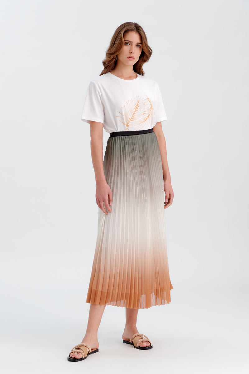 Choice Pleated Ombre Classic Skirt Caramel