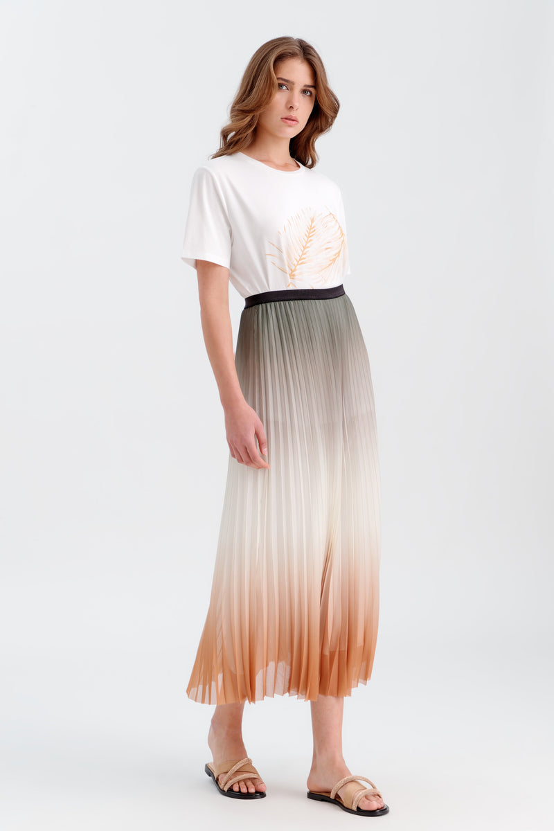 Choice Pleated Ombre Classic Skirt Caramel