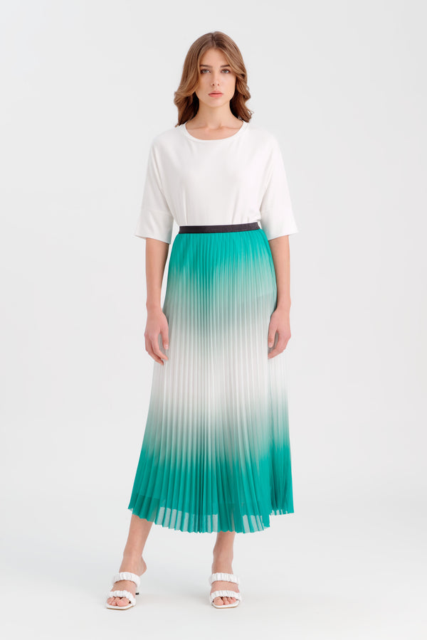 Choice Pleated Ombre Classic Skirt Green