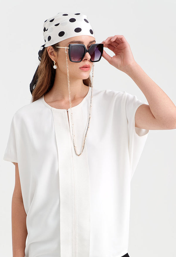 Choice Solid Crepe Loose Fit Blouse Off White