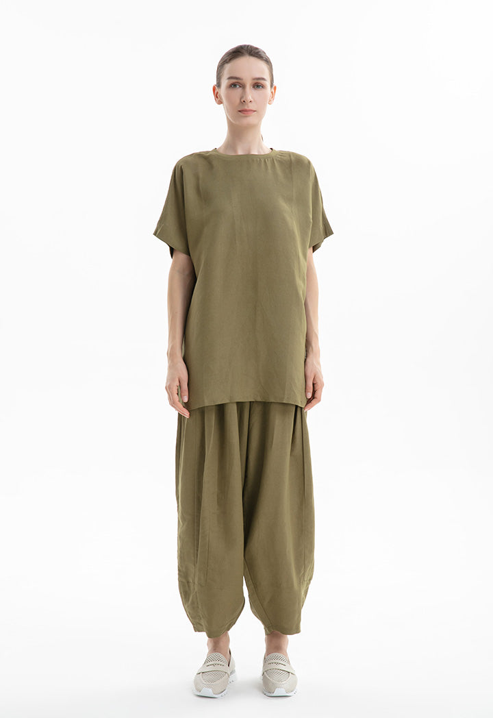 Choice Loose Cut Elasticated Waist Pants Khaki