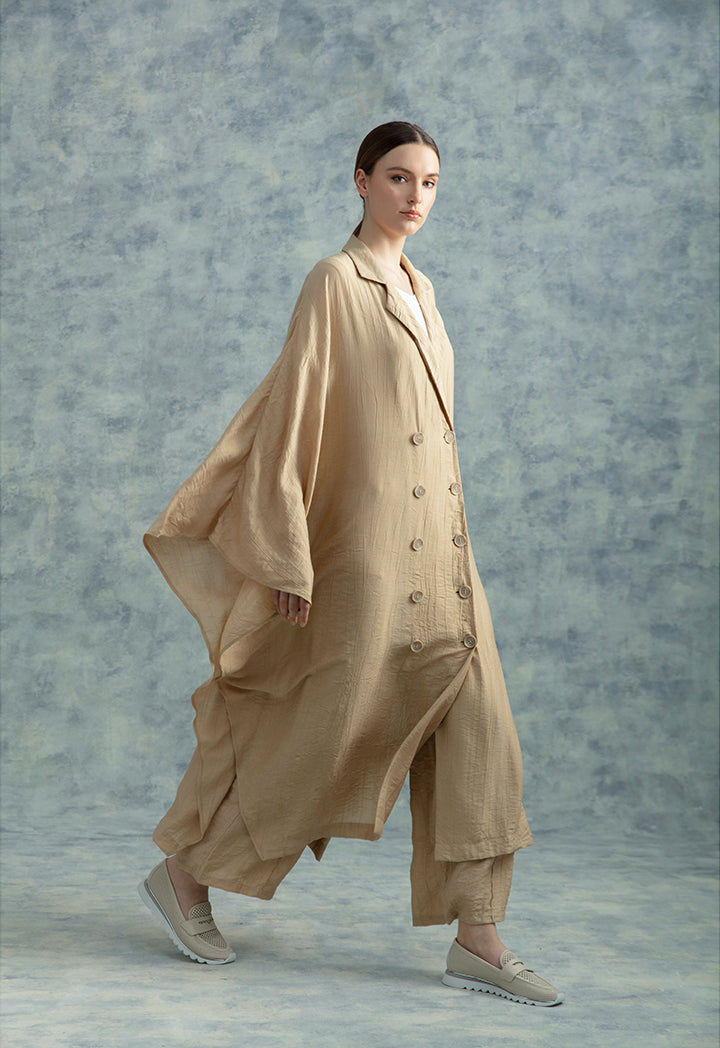 Choice Bat Wing Oversized Midi Jacket Sand Beige