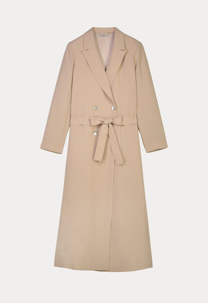 Choice Belted Long Outerwear Beige