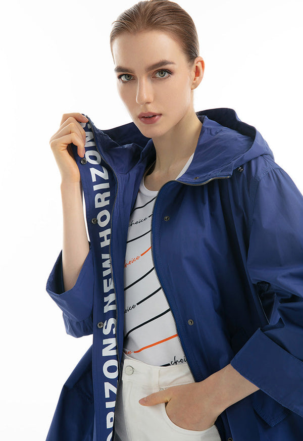 Choice Slogan Hoodie Jacket Blue