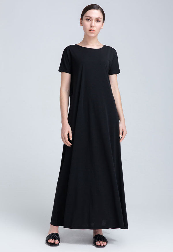 Choice Short Sleeve Maxi Dress Black