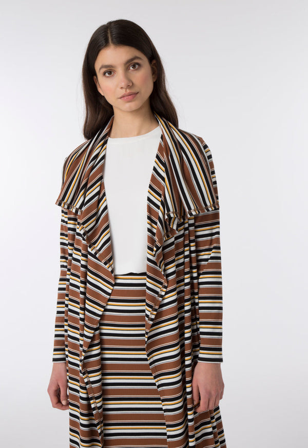 Choice Drape Collar Ribbed Outerwear Multicolor