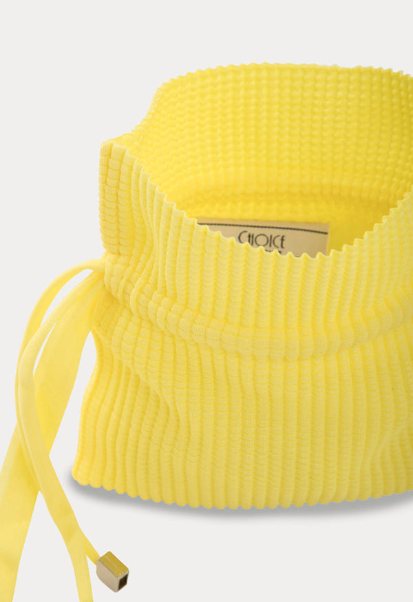 Choice Textured Drawstring Pouch Bag Yellow - Wardrobe Fashion