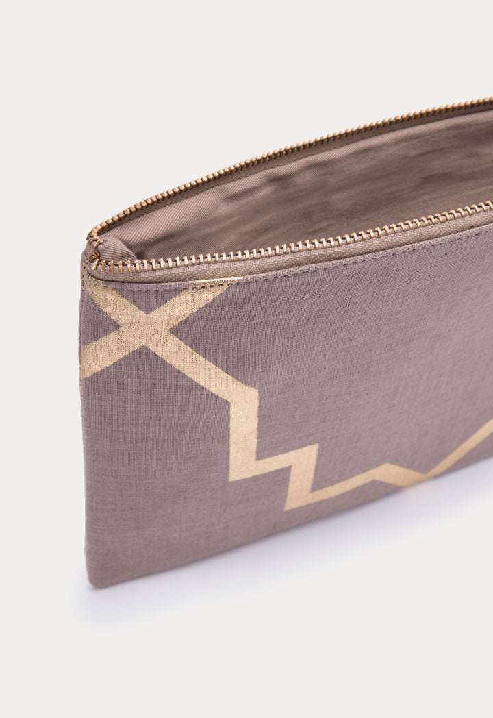 Choice Contrast Geometric Print Pouch Bag Khaki - Wardrobe Fashion