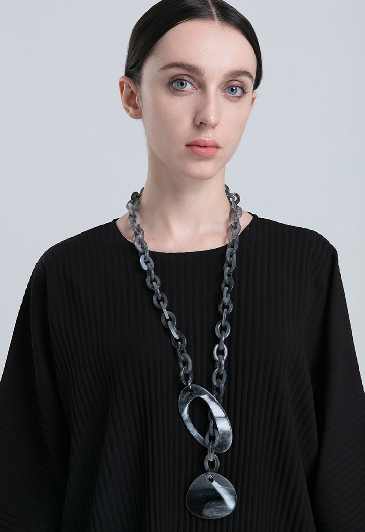 Choice Chunky Resin Toggle Pendant Necklace Grey