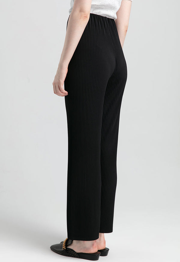 Choice Pleated Stretch Jersey Palazzo Wide Leg Pants Black