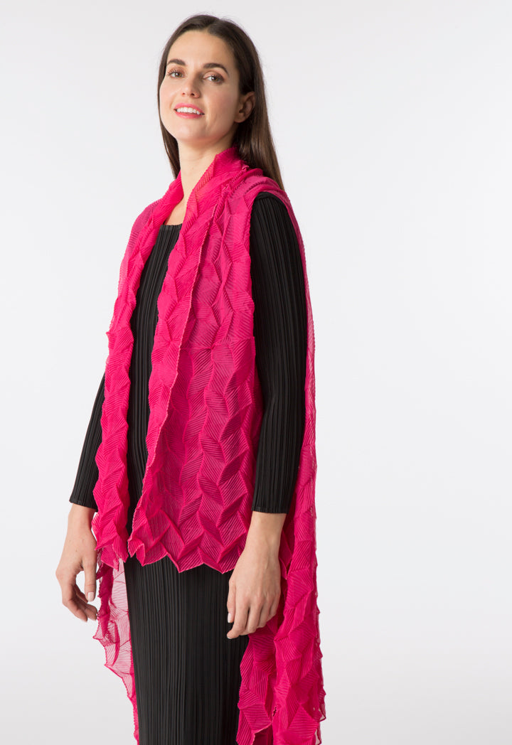 Choice Electric Pleated Chiffon Outerwear Fuchsia