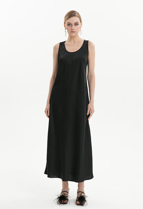 Choice Solid Sleeveless Dress Black