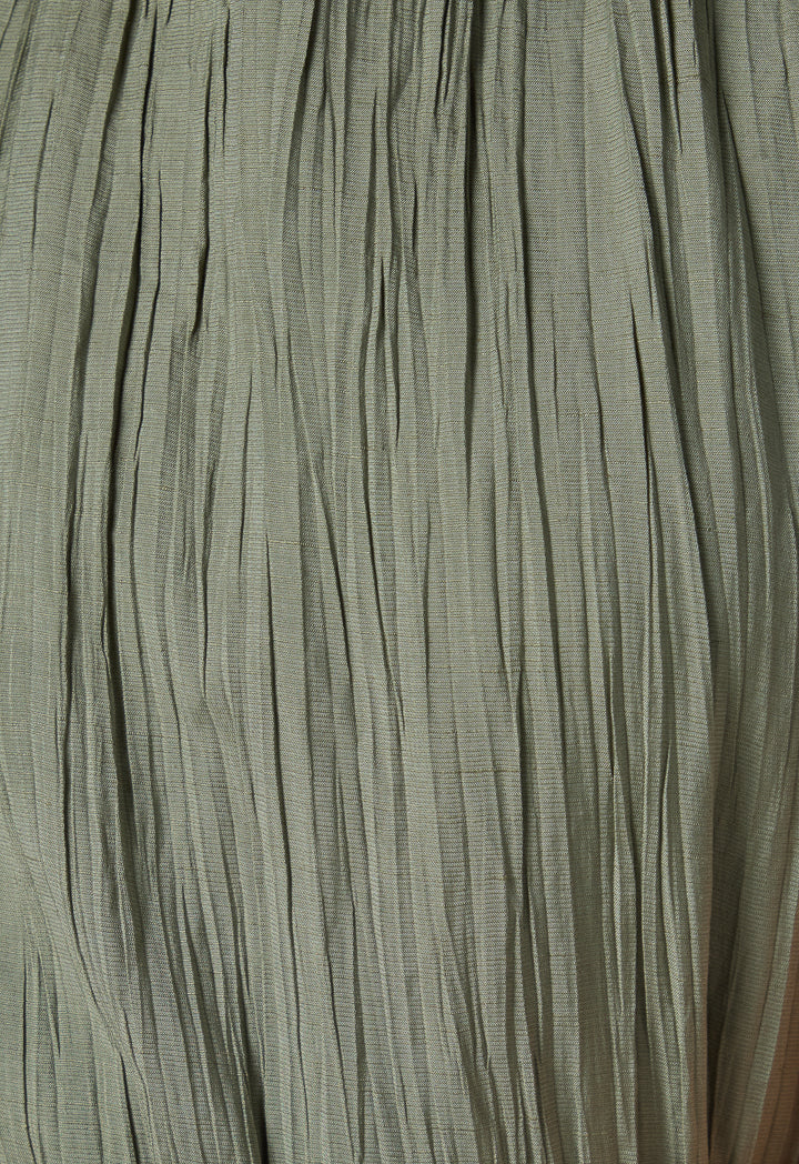 Choice Sleeveless Pleated Basic Belted Dress - Ramadan Style Light Khaki