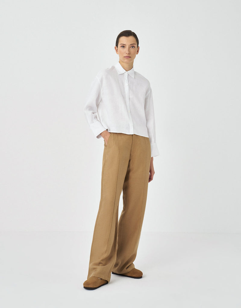 Kk Design Solid Pin Tuck Trousers Camel