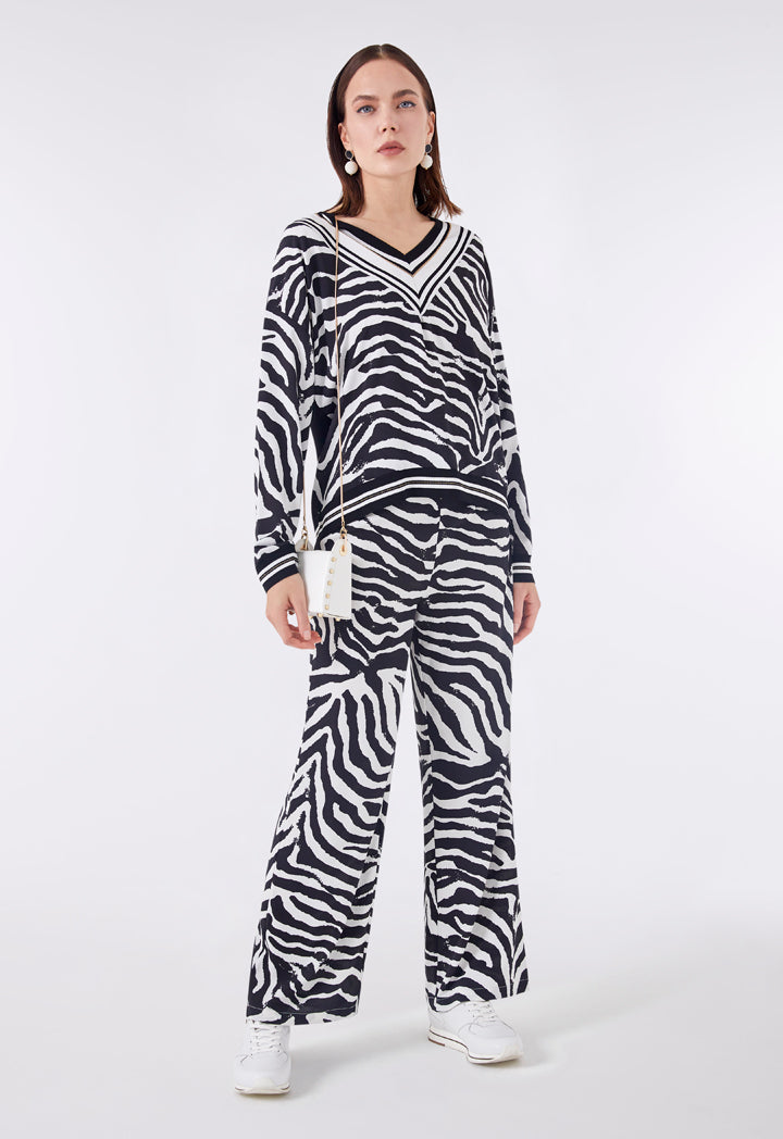 Choice Zebra Print Pattern Trouser Multicolor - Wardrobe Fashion