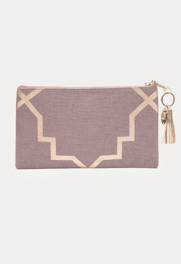 Choice Contrast Geometric Print Pouch Bag Khaki - Wardrobe Fashion