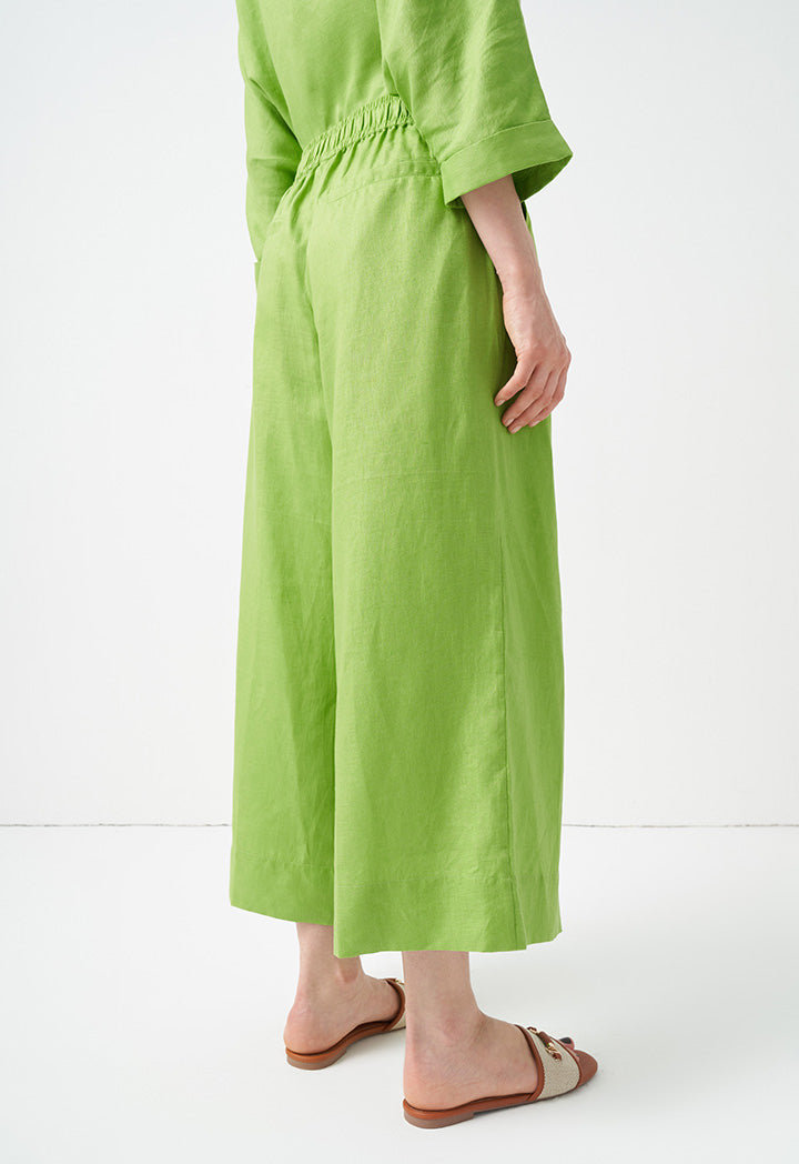 Choice Wide Leg Solid Trousers Green