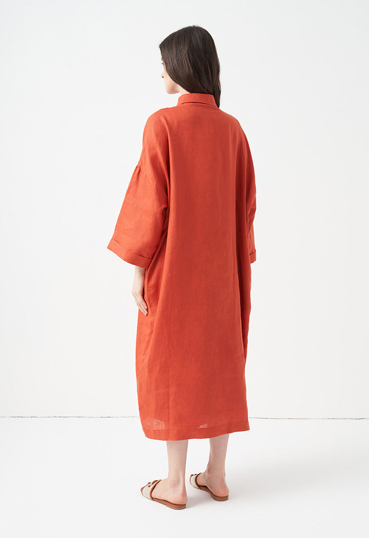 Choice Solid Maxi Shirt Dress Brick