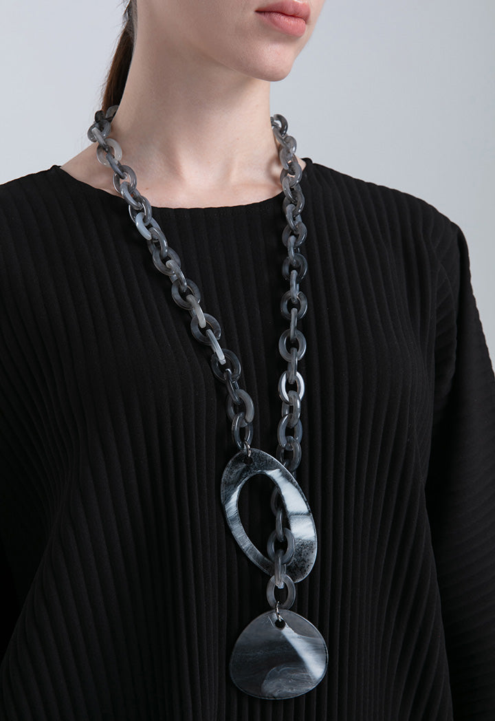 Choice Chunky Resin Toggle Pendant Necklace Grey