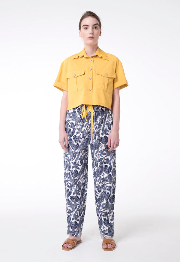 Exquise Shirt Embroied Neck S Yellow