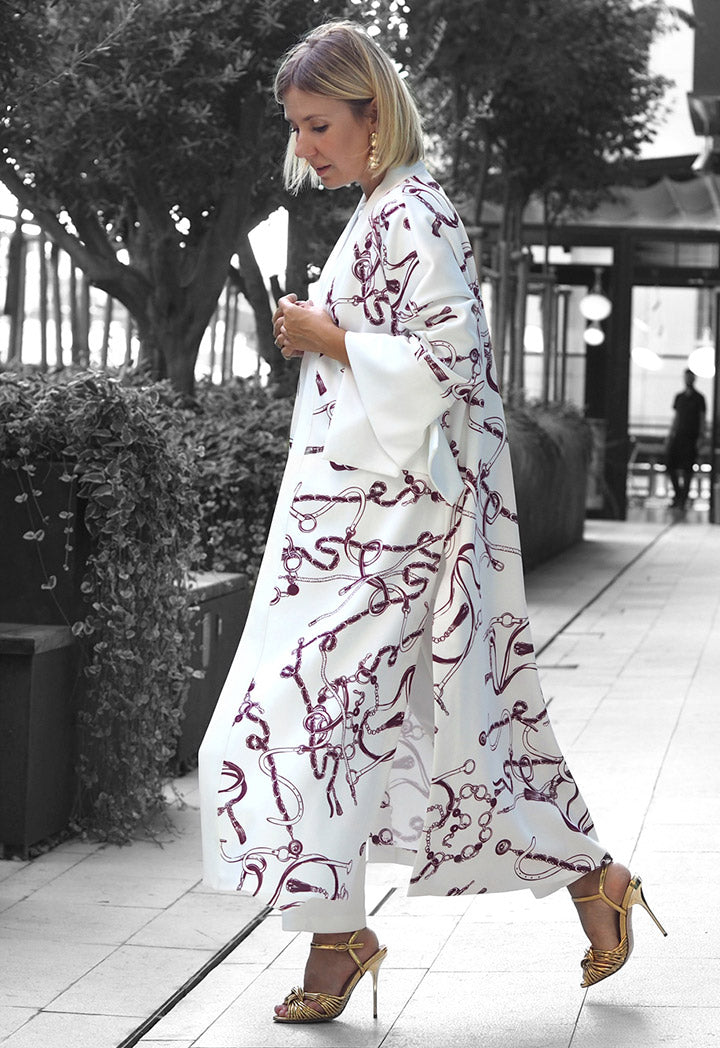 Choice Printed Maxi Outerwear White Litho