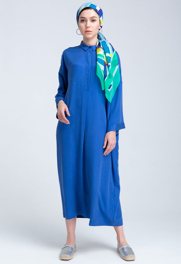 Choice Drop Shoulder Jersey Long Dress Cobalt