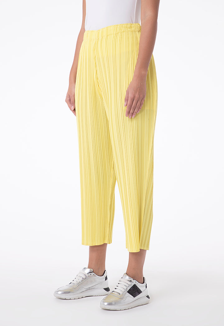 Choice Pleated Cropped Pants Yellow