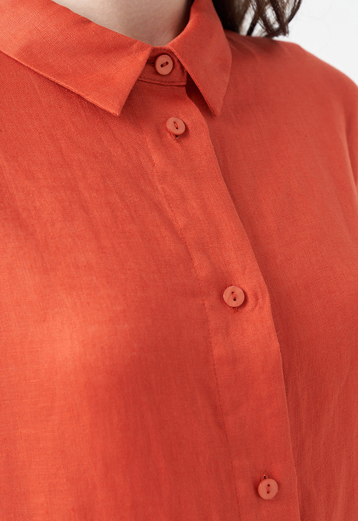 Choice Solid Maxi Shirt Dress Brick