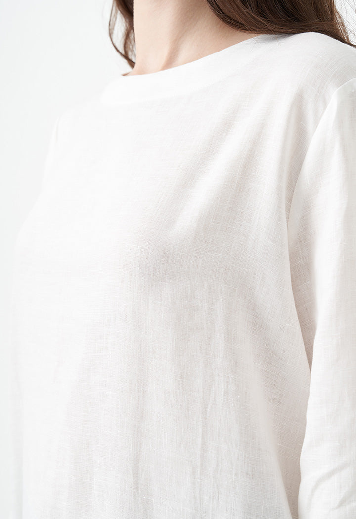 Choice Solid Long Sleeve Blouse Offwhite