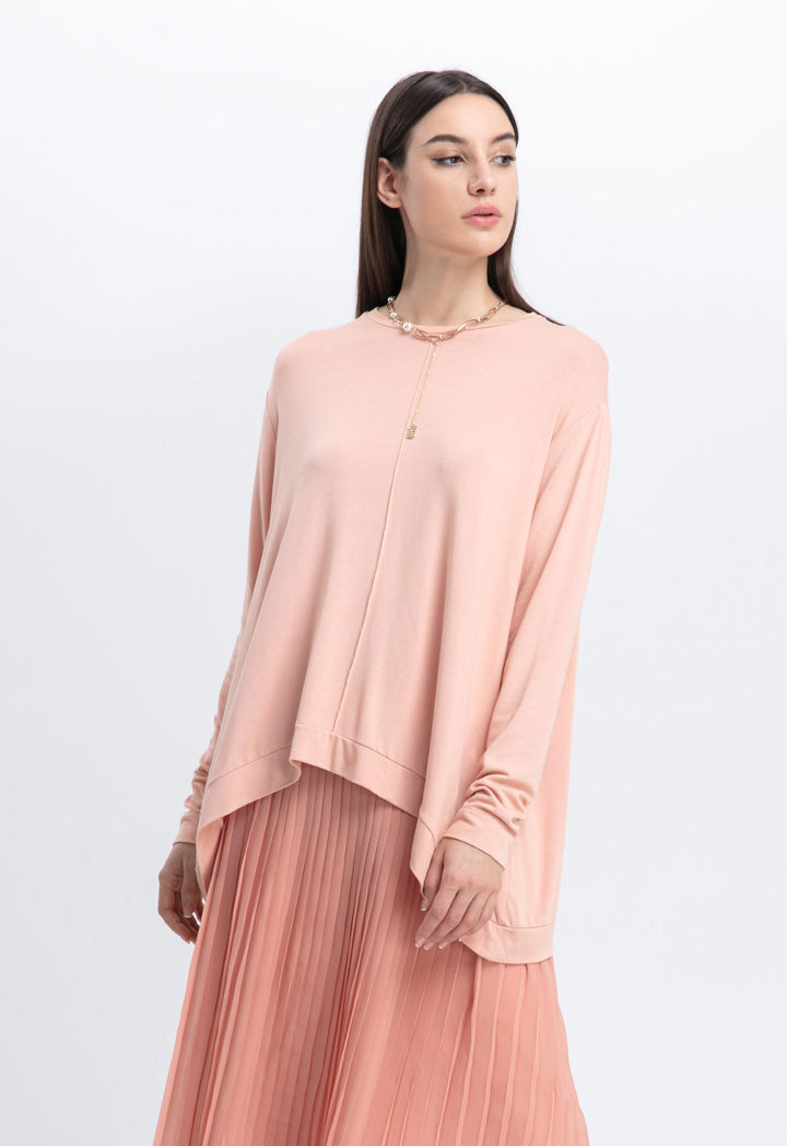 Choice Comfy Knitted Long Sleeve Blouse Apricot