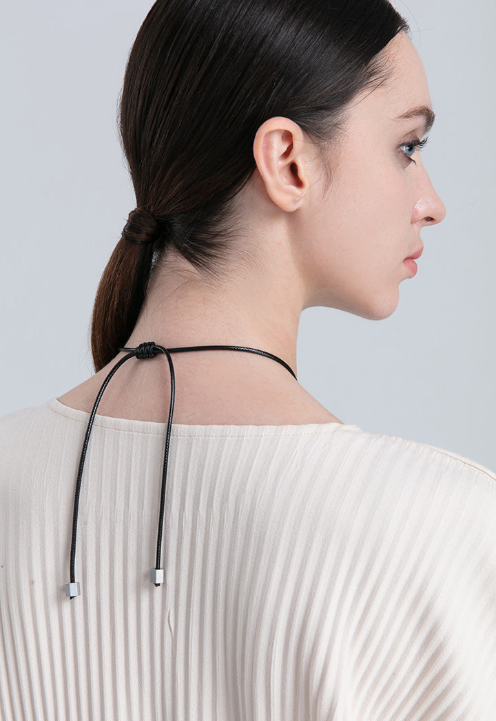 Choice Round Charm Marble Pendant Fashion Necklace Black
