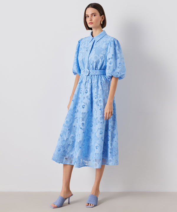 Ipekyol Allover Embroidered Shirt Dress Light Blue