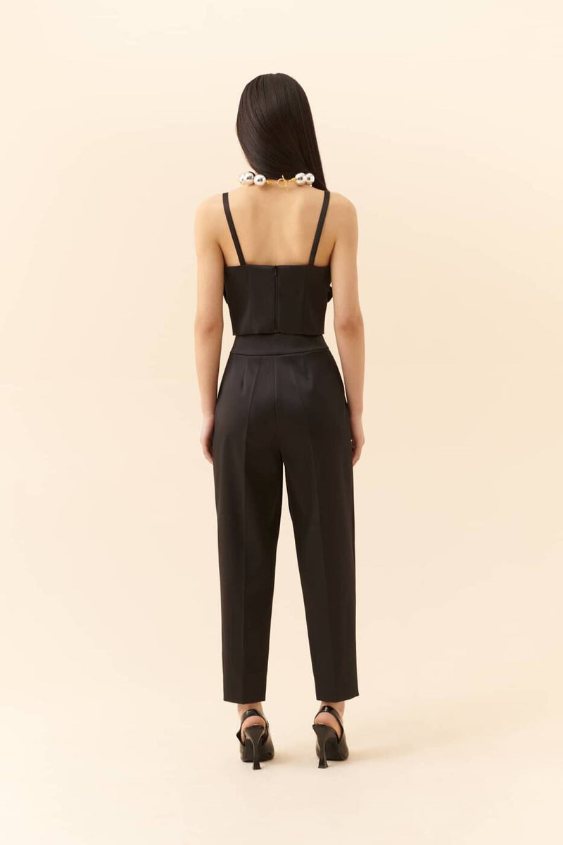 Roman Carrot Cut Solid Trousers Black