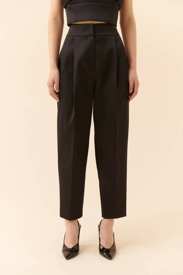 Roman Carrot Cut Solid Trousers Black