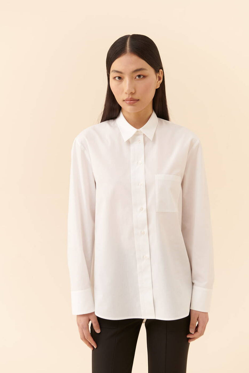 Roman Poplin Shirt With Pocket White