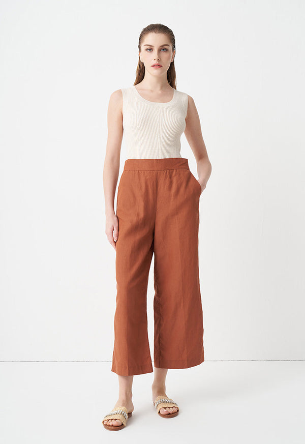 Choice Solid Wide Leg Trousers Brick