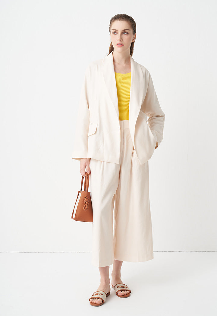 Choice Open-Front Belted Blazer Cream