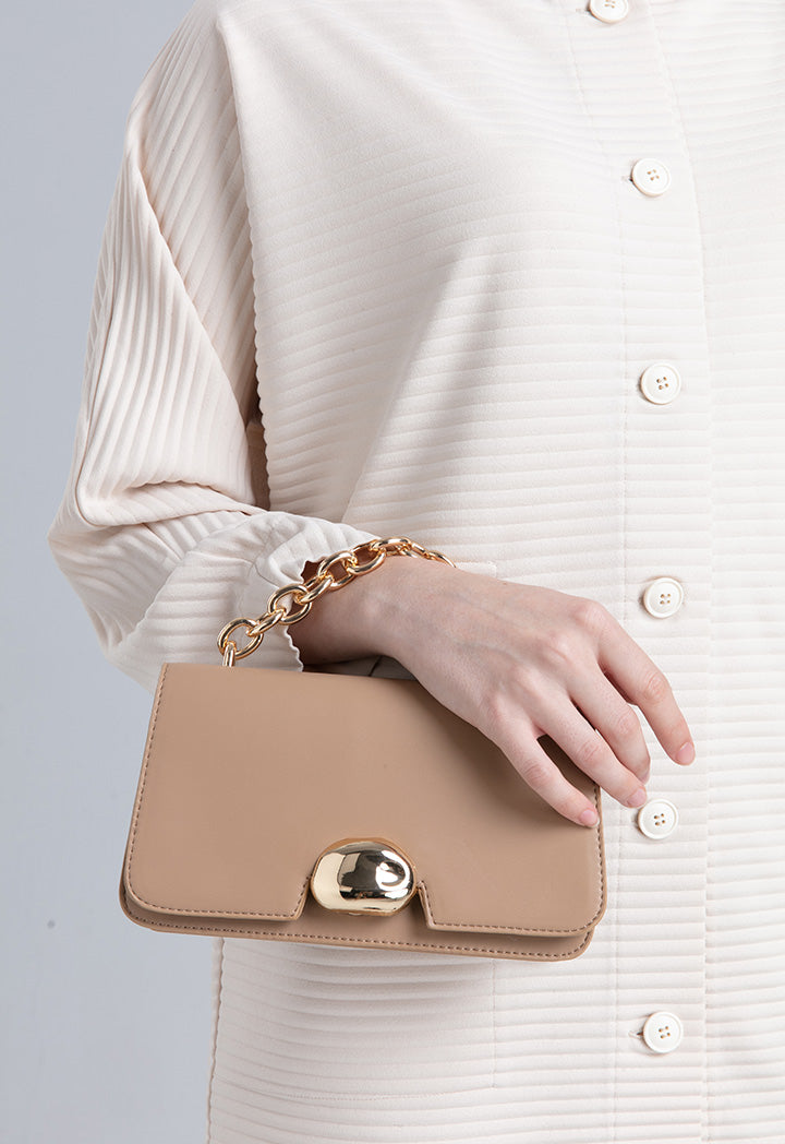 Choice Chain Link Handle Baguette Bag Camel