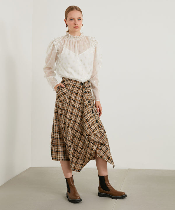 Ipekyol Plaid Pattern Asymmetrical Skirt Brown