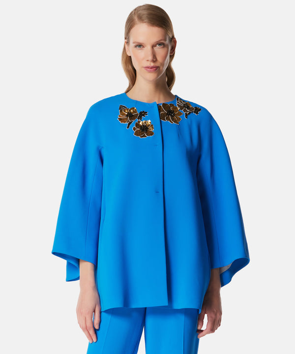 Machka Flower-Embellished Coat Blue