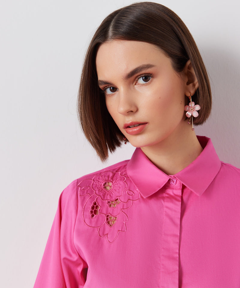 Ipekyol Embroidered Belted Shirt Dress Fuchsia