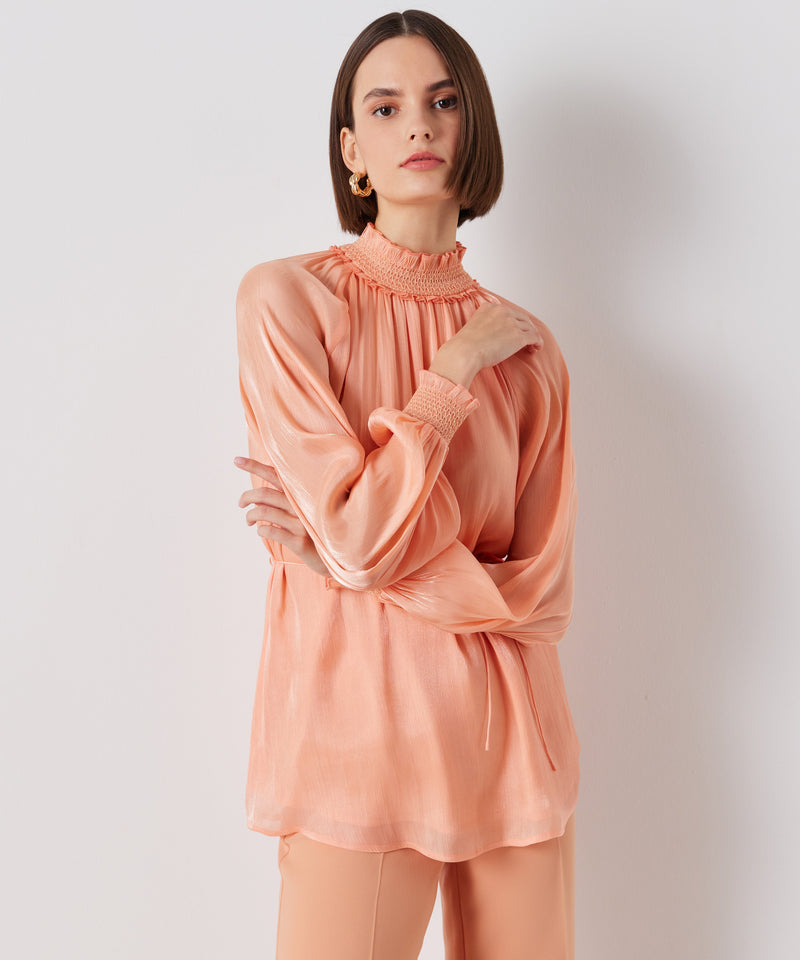 Ipekyol Shirred Collar Solid Blouse Peach